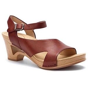 Dansko Tasha Wedge Chunky Heel Leather Sandals 41 / 11-11.5